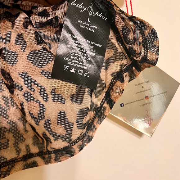 BABY PHAT Black Leopard-Print Mesh T-Shirt/Top - very cute and stretchy! - Picture 3 of 6